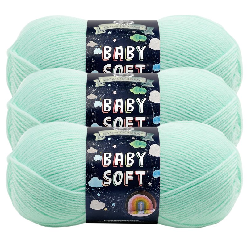 Baby Soft Yarn Mint Light Acrylic Nylon 3 Pack - Soft DK Weight Crafting Yarn
