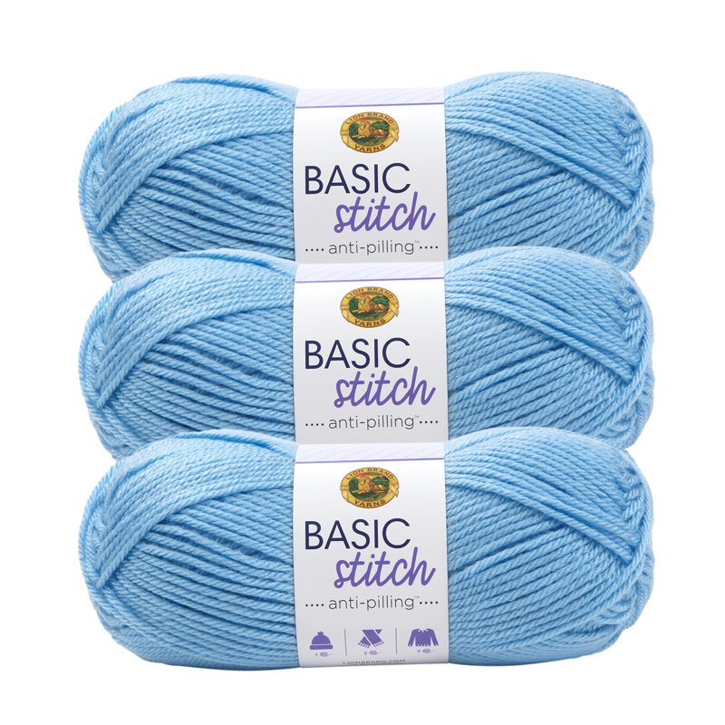 Anti-Pilling Acrylic Yarn 3 Pack - Medium Weight Baby Blue Craft Yarn