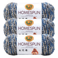 Bulky Acrylic Yarn 3 Pack - Blue Moon & Grey Mixed Textured Yarn for Knitting & Crochet