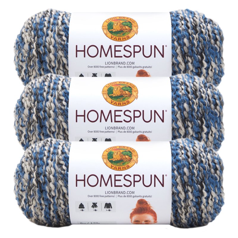 Bulky Acrylic Yarn 3 Pack - Blue Moon & Grey Mixed Textured Yarn for Knitting & Crochet