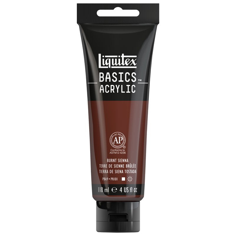 Liquitex BASICS Acrylic Paint Tube 4oz Burnt Sienna for Artists & Students
