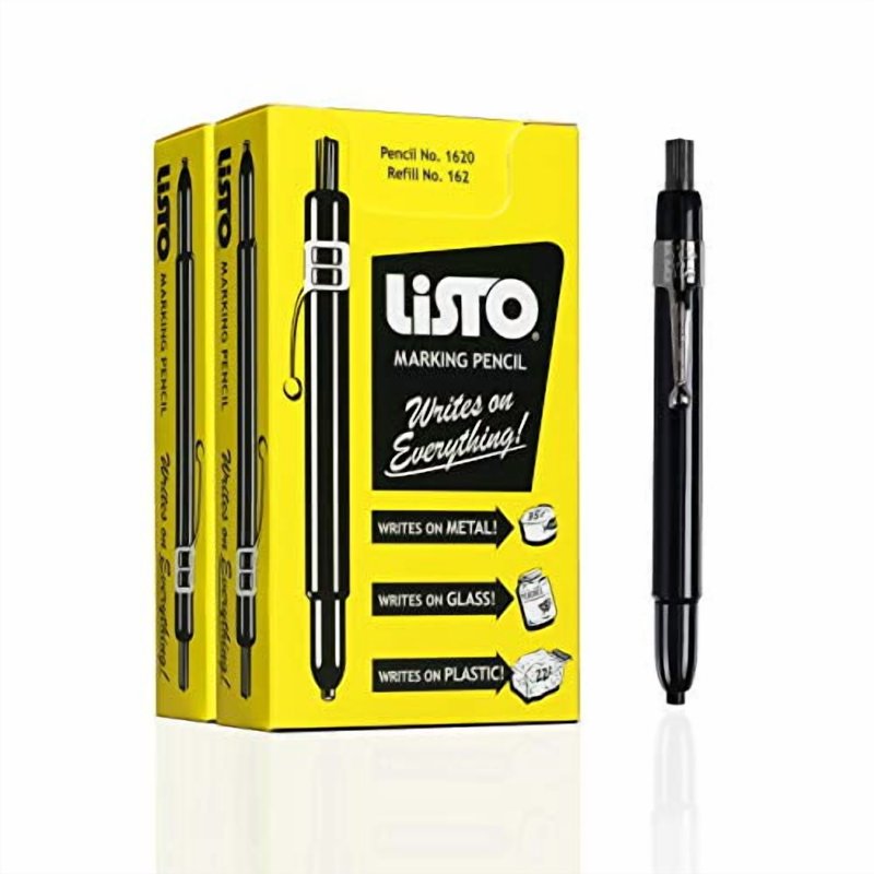 Refillable China Marking Pencils - Black Wax Markers for Non-Porous Surfaces (24)