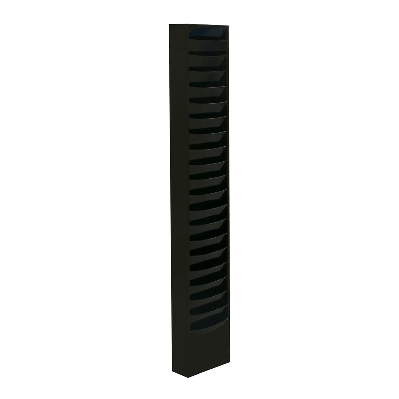 Wall-Mount Literature Rack with 20 Compartments in Black Steel
