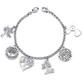 Stainless Steel Family Tree Charm Link Bracelet - 7.5 Inch