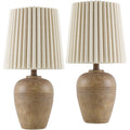 Set of 2 Brown Linen Shade Accent Table Lamps - 19-Inch