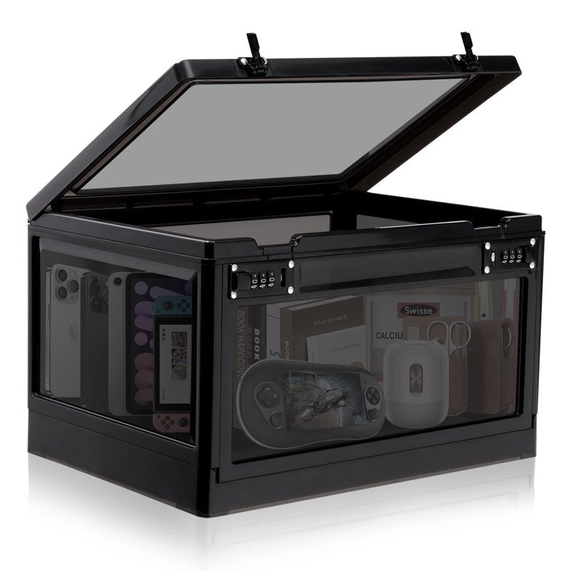 24L Lockable Medicine Safe Box with Code - Sturdy Stackable Storage Container