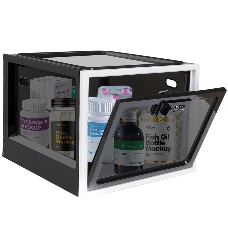Stackable Lock Box with Combination Lock - Secure Storage for Medications, Food, Electronics - 12.6L BPA-Free Plastic