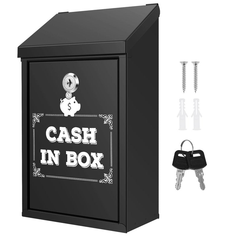 Lockable Metal Donation & Collection Box with Dual Slots Wall Mountable