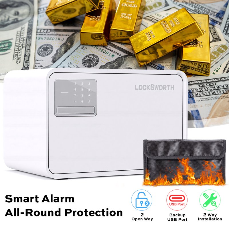 0.45 Cu Ft Digital Safe Box with Electronic Keypad, Fireproof Waterproof Bag & USB Power