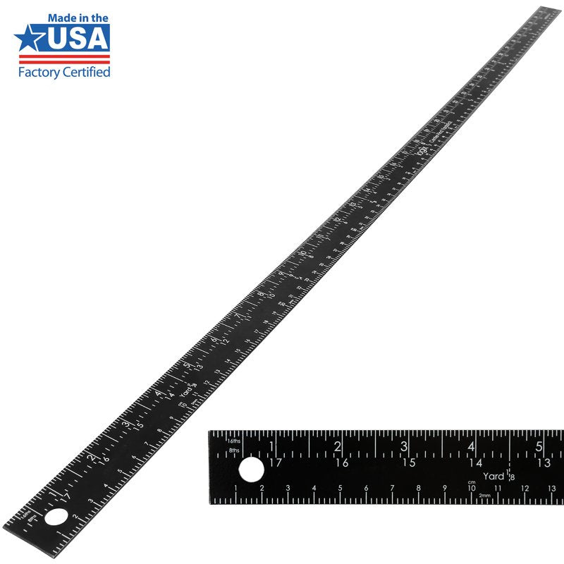 36-Inch Aluminum Ruler with Hang Hole - Measuring, Craft & Sewing Tool
