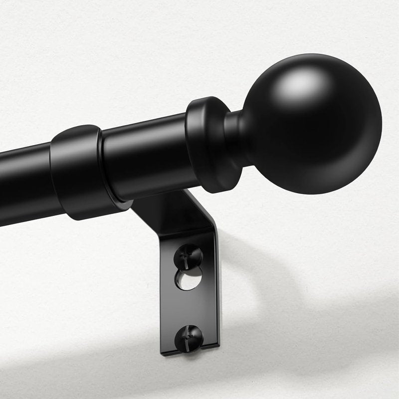 Heavy Duty Adjustable Curtain Rod 36-122 Inch Modern Black Metal Window Treatment