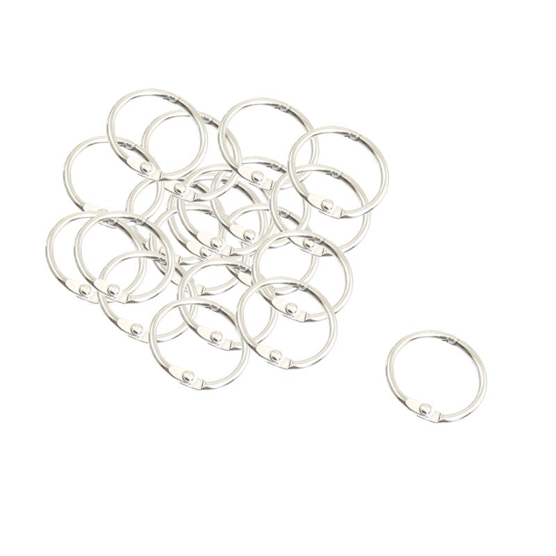 1 Inch Metal Binder Rings - 20 Pack for Office, Scrapbooking, Keychains