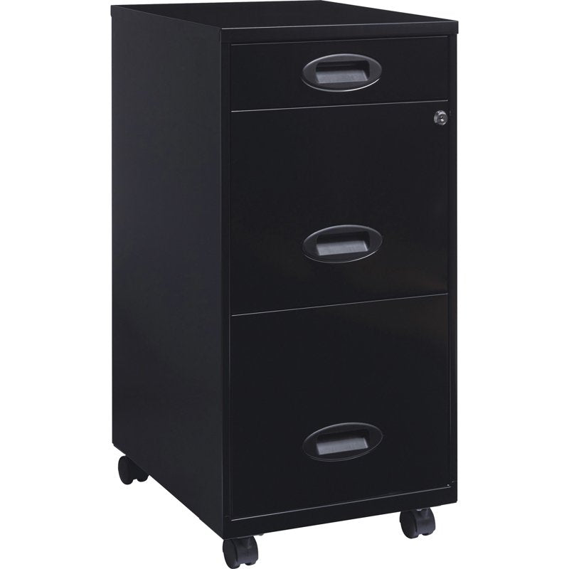 Metal File Cabinet with 3 Drawers and Lock, Mobile Office Storage
