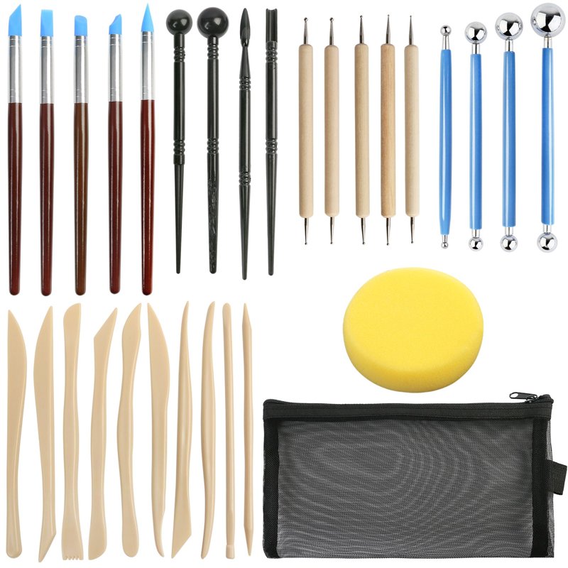 Polymer Clay Sculpting Tools Set - 30 Pcs Modeling Tools with Pouch