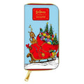 Holiday Grinch Zip Around Wallet - Faux Leather Sequin Gift Accessory