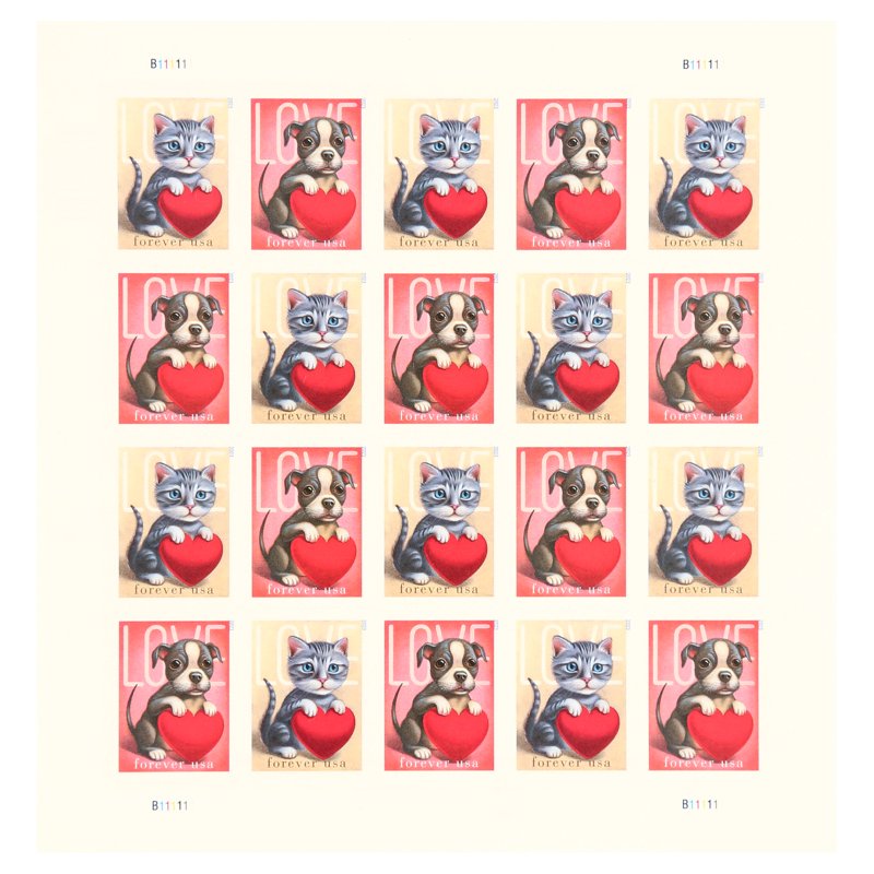USPS Forever Postage Stamps Love 2023 Sheet of 20 Valentine Pet Wedding Celebration