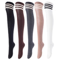 Over Knee High Cotton Boot Socks Pack of 5 - Casual Thigh High Stockings for Women & Teens