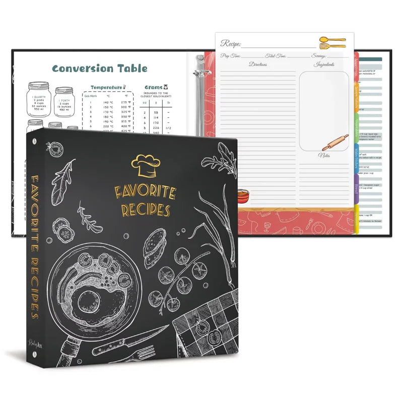 Recipe Binder 8.5x11 with Plastic Sleeves & Recipe Cards - Organize Your Family Recipes