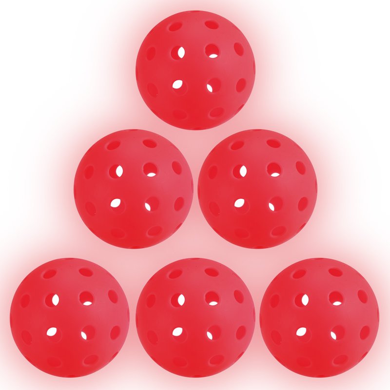 Glow in The Dark Pickleball Balls 6 Pack with Mesh Bag - Red Variation