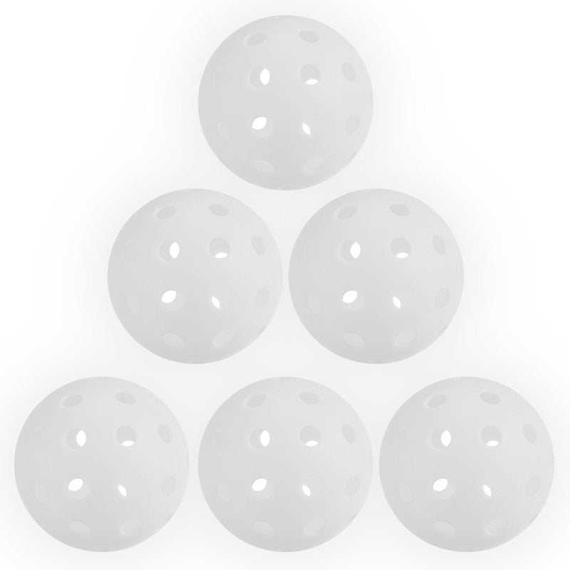 Uxcell Luminous Pickleball Balls 6 Pack - Glow in the Dark, 40-Hole, White (Variation: White) Mesh Bag