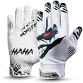 Youth Football Receiver Gloves with Silicone Grip - White/Black, Medium