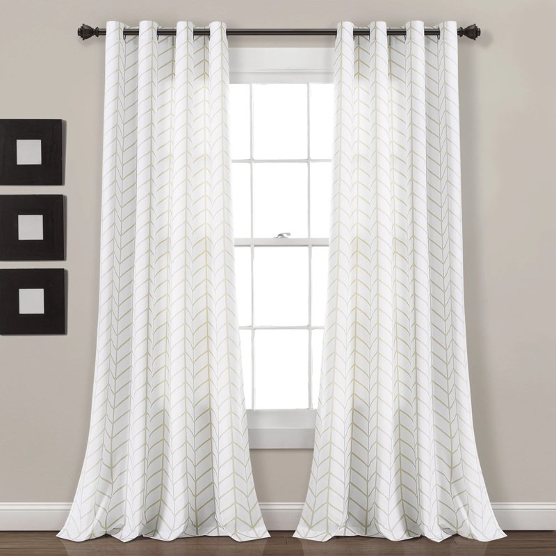 Chevron Geo Window Curtain Panels - Black, Gray & Neutral - 52x84 Inches