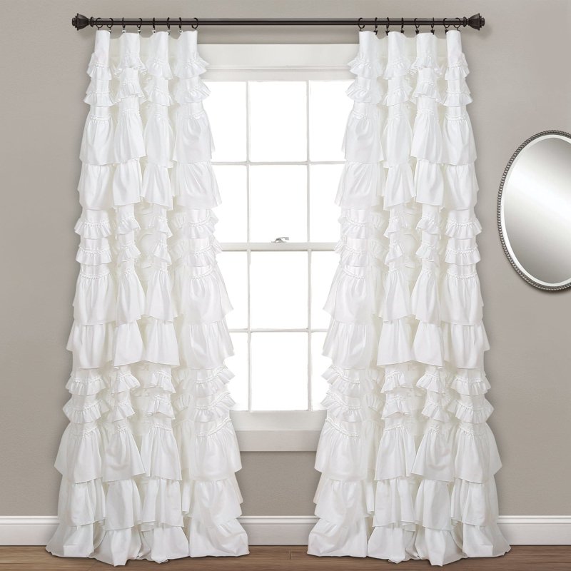 Textured Window Curtain Panel with Pom Poms - 84 x 52 Inches, Multiple Colors