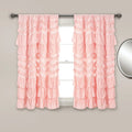 Peachy Pink Window Curtain Panel 52x63 Inches with Ruffles & Pom Poms