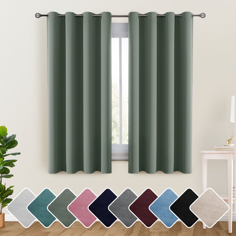 Blackout Curtain Set of 2 - Thermal Insulated Light Blocking Noise-Reducing Drapes for Living Room & Bedroom