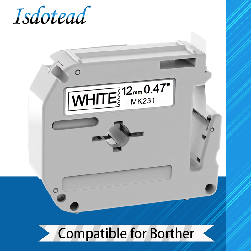 12mm Matte Black-on-White Label Tape for Brother PTouch Label Makers - Compatible M-K231S