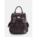 Women's Buckle Flap Backpack with Multiple Pockets - Casual Nylon Bag