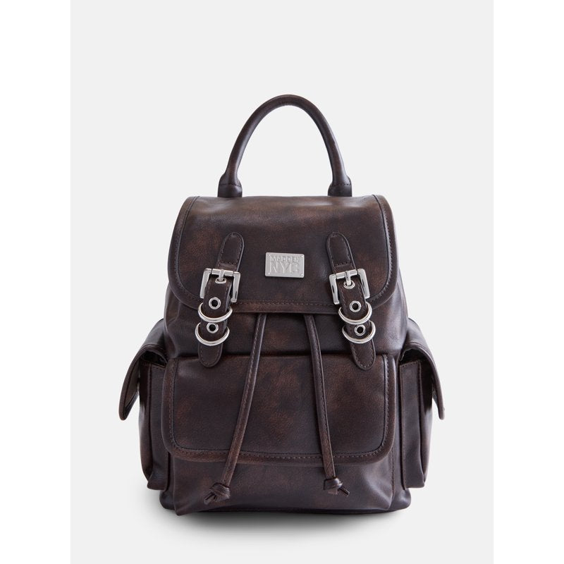 Women's Buckle Flap Backpack with Multiple Pockets - Casual Nylon Bag
