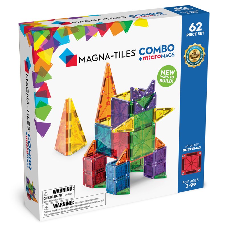 Magna-Tiles 62-Piece Magnetic Building Set for Creative Construction