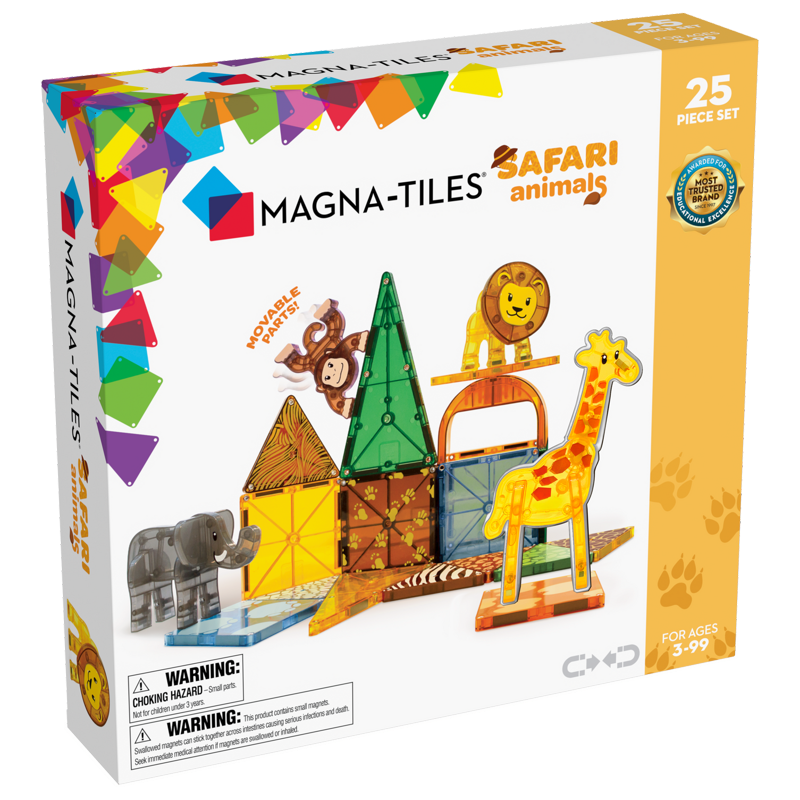 Magna-Tiles Safari Animals Magnetic Building Set - 25 Pieces for Creative Play