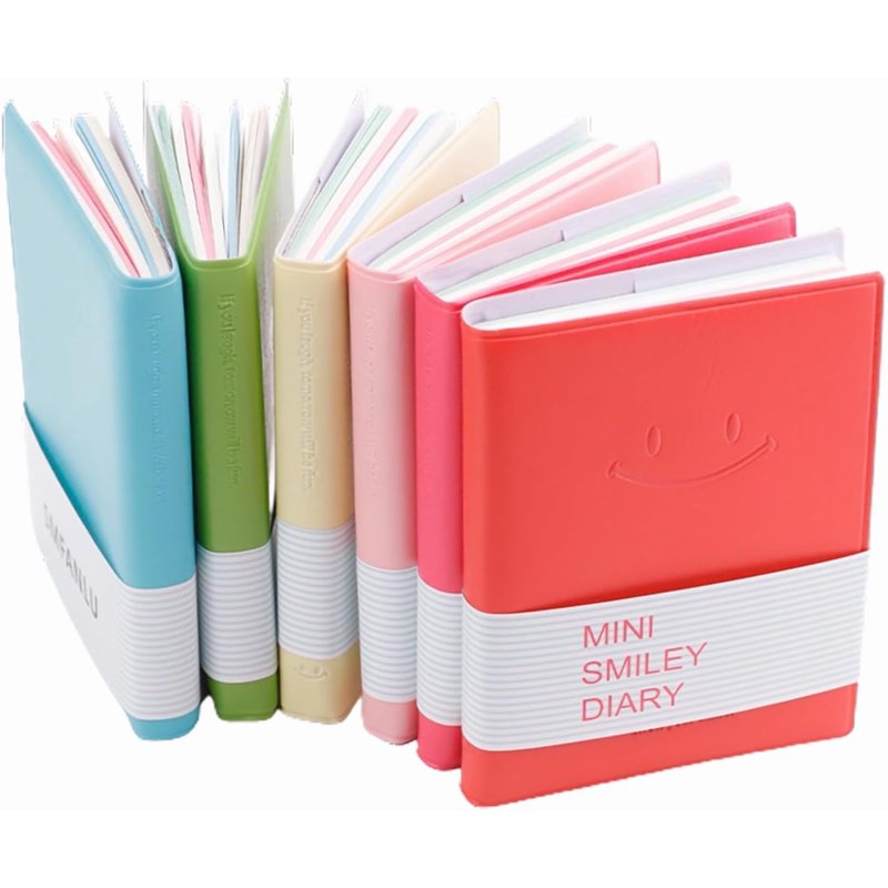 Mini Pocket Notebooks Set - 6 Bright Colors, 100 Pages, Cute Smiley Cover