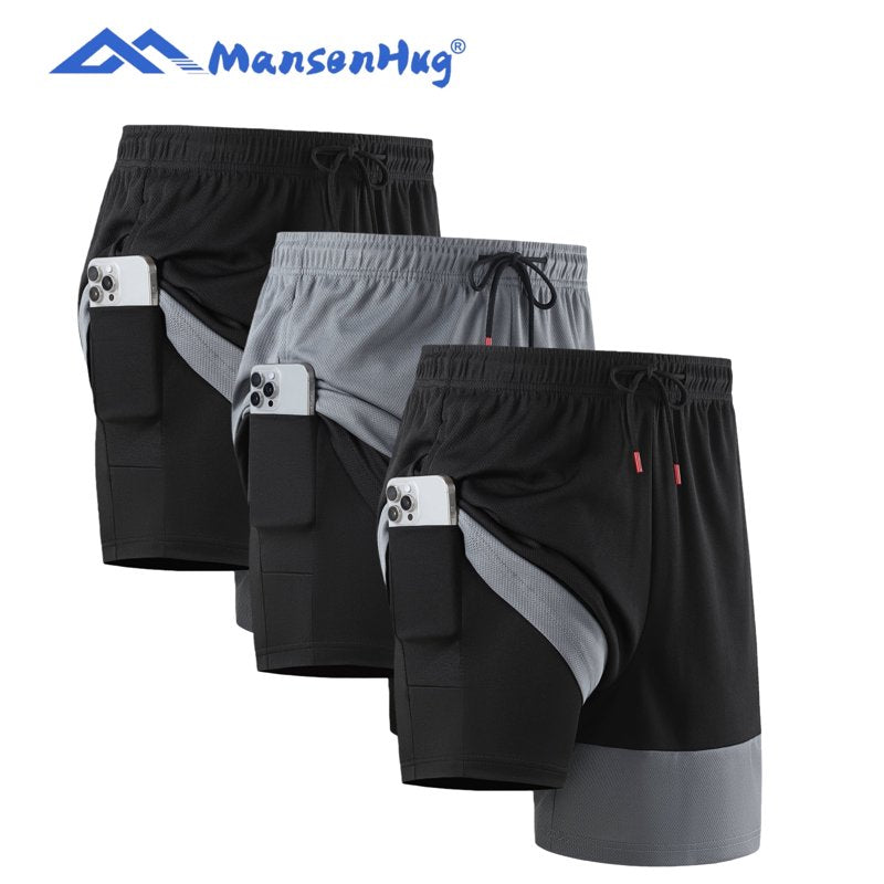 Men's 2-in-1 Athletic Workout Shorts with Phone Pocket & Quick Dry Fabric