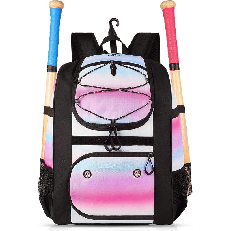 Lightweight Baseball Backpack with Shoe Compartment & Fence Hook for Girls
