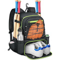 Youth Baseball Backpack with 4 Bats Holder, Shoe Compartment & Fence Hook