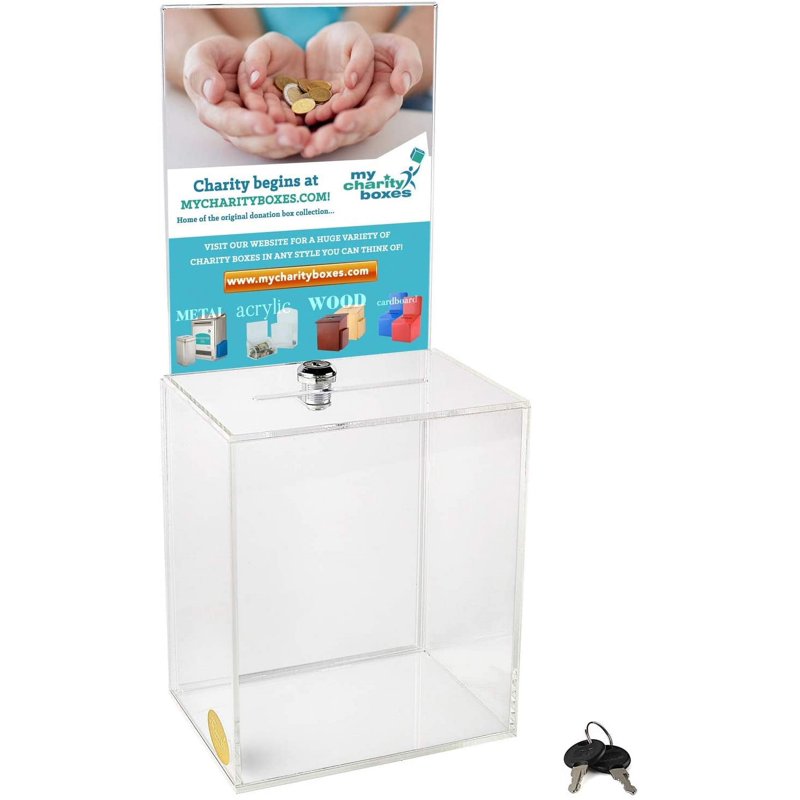 Large Acrylic Donation & Ballot Box Set - Suggestion & Tip Boxes for Fundraising