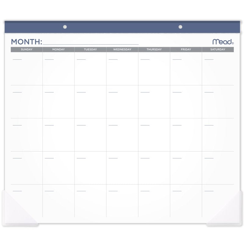 Undated 15-Month Desk Pad Calendar with Perforated Pages and Poly Corners - 21.75 x 17 Inches