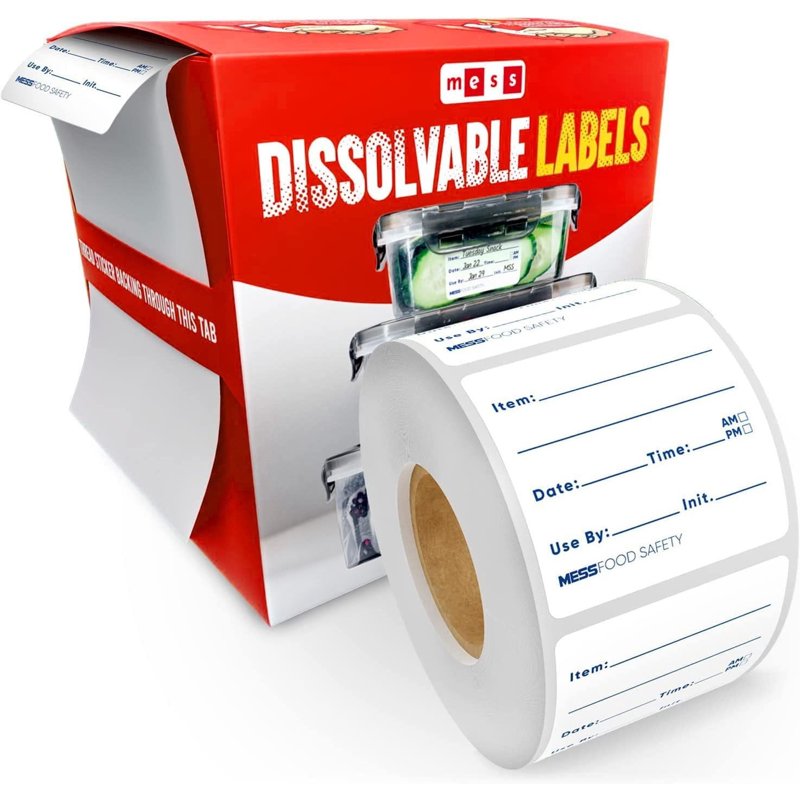 Dissolvable Food Container Labels - Removable Freezer Labels with Date - 2x2 in