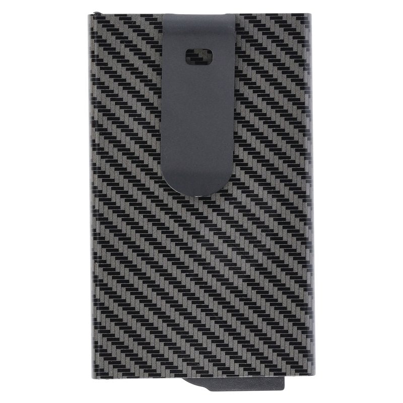 Men's Metal Card Holder with Money Clip - Slim Black Wallet