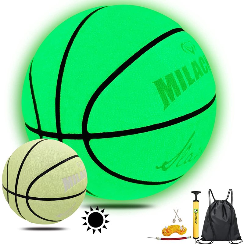 Glow in The Dark Leather Basketball - 29.5 Inch Outdoor Night Game Gift