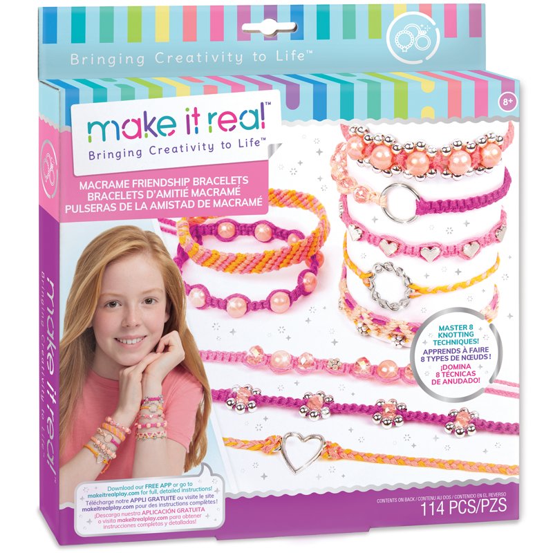 DIY Friendship Bracelets Kit with 8 Knotting Techniques, 114 Pieces for Kids & Tweens