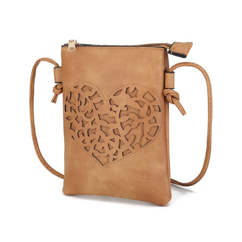 Vegan Leather Crossbody Bag with Silver Accents - Elegant Tote for Women