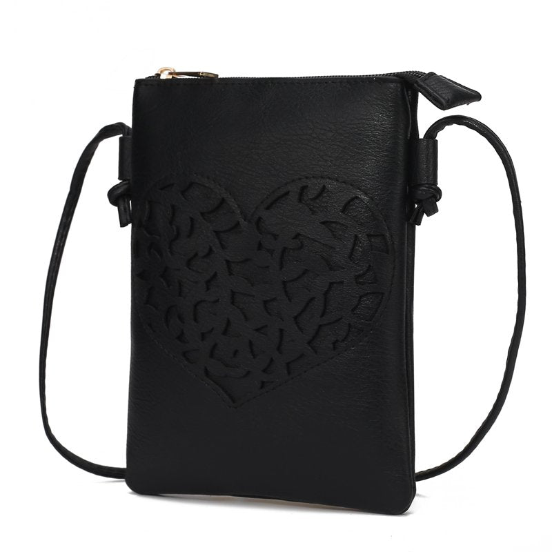 Elegant Faux Leather Crossbody Bag for Women - Structured Tote with Silver Accents