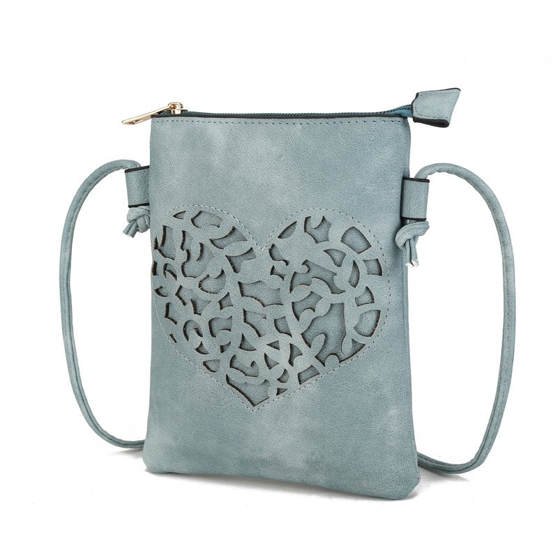 Vegan Leather Crossbody Bag with Silver Accents - Elegant Tote for Women