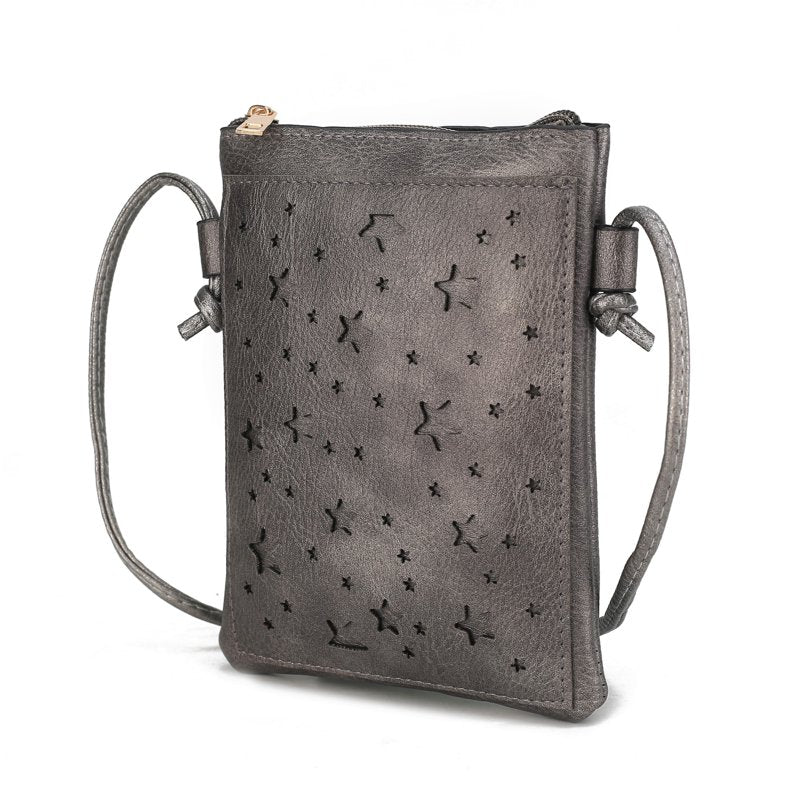 Crossbody Bag for Women - Vegan Leather Handbag with Silver Embellishments