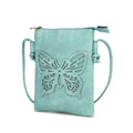 Women’s Crossbody Bag Vegan Leather Compact Handbag with Silver Accents