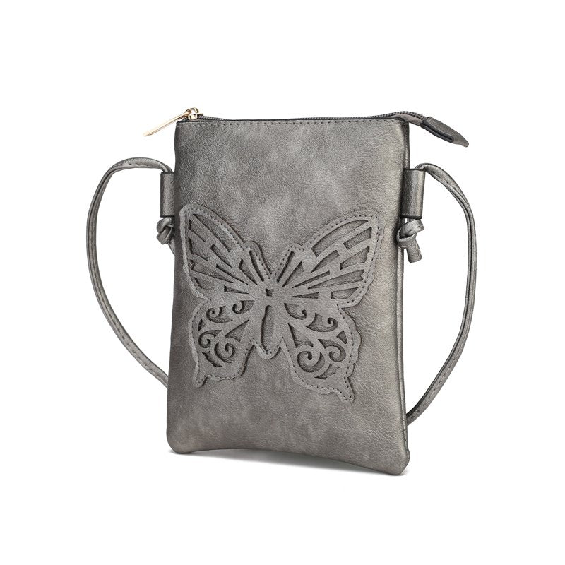Women’s Crossbody Bag with Vegan Leather & Silver Accents - Stylish Compact Handbag